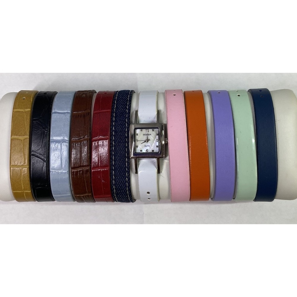 Gossip Women Wrist Watch Gift Box Set 12 Interchangeable Watch Bands NEW GSP125